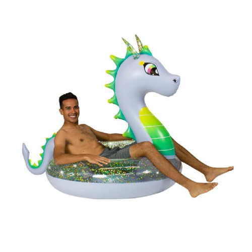 DELUXE JUMBO 48' DRAGON GLITTER FILLED RAFT
WITH SEAT
( 6 per case)